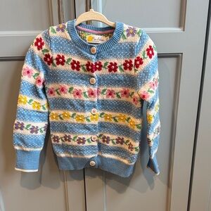 Mini Boden Marled Blue Floral Kids Sweater